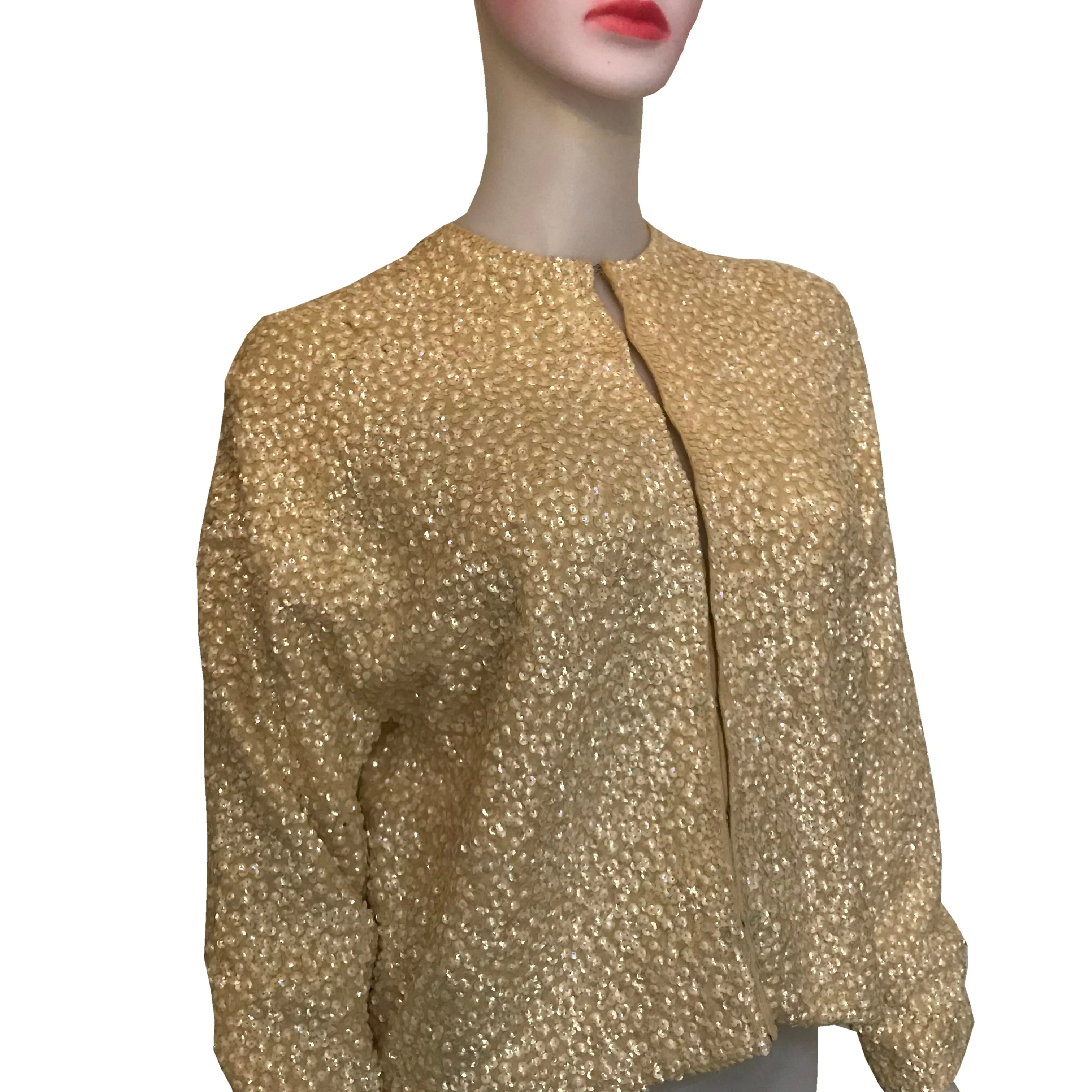 Vintage 1950s Furs by Karol Gold Sequined Cardigan