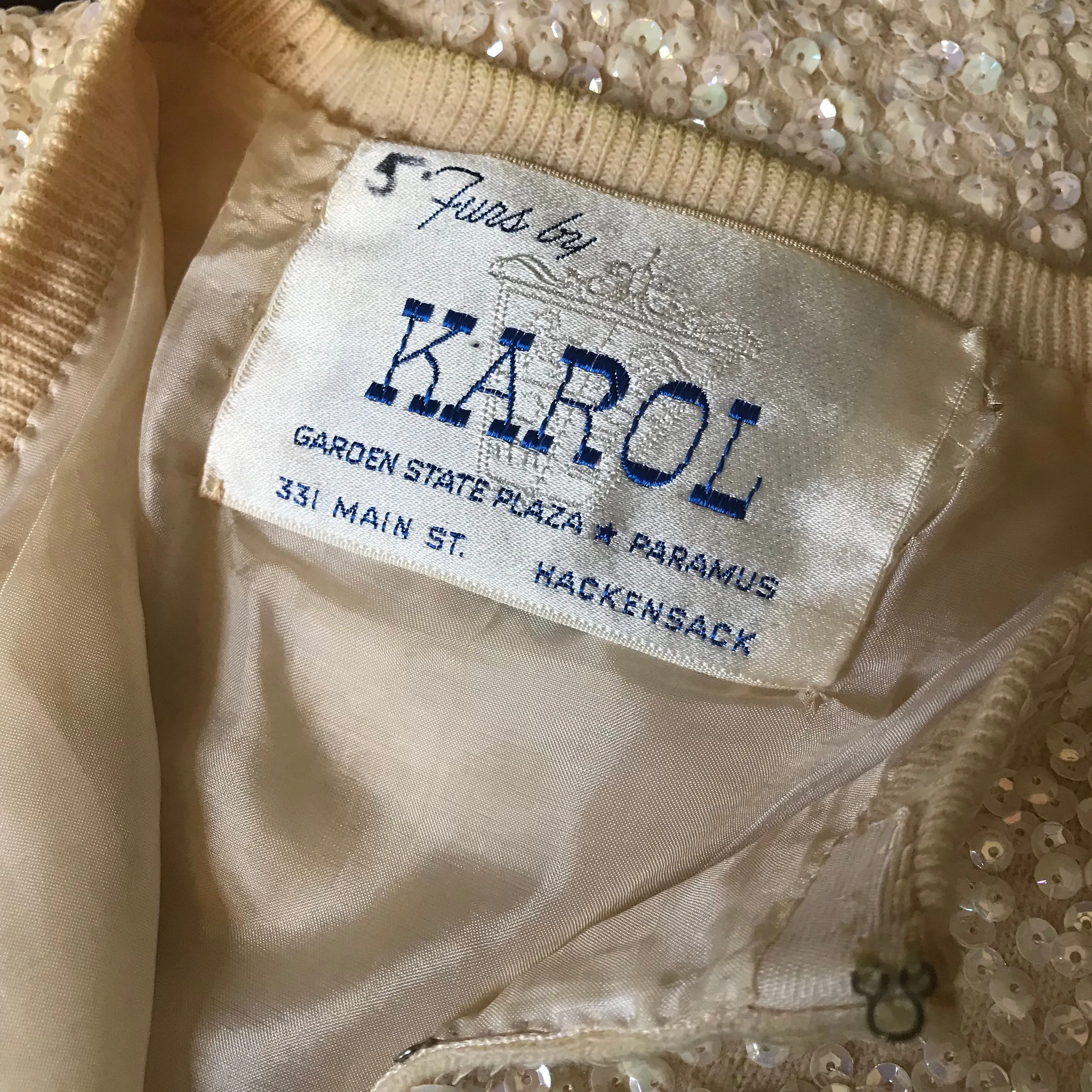 Vintage 1950s Furs by Karol Gold Sequined Cardigan