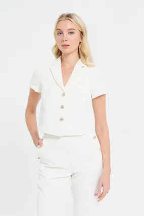 Women Ivory Cropped Jacket