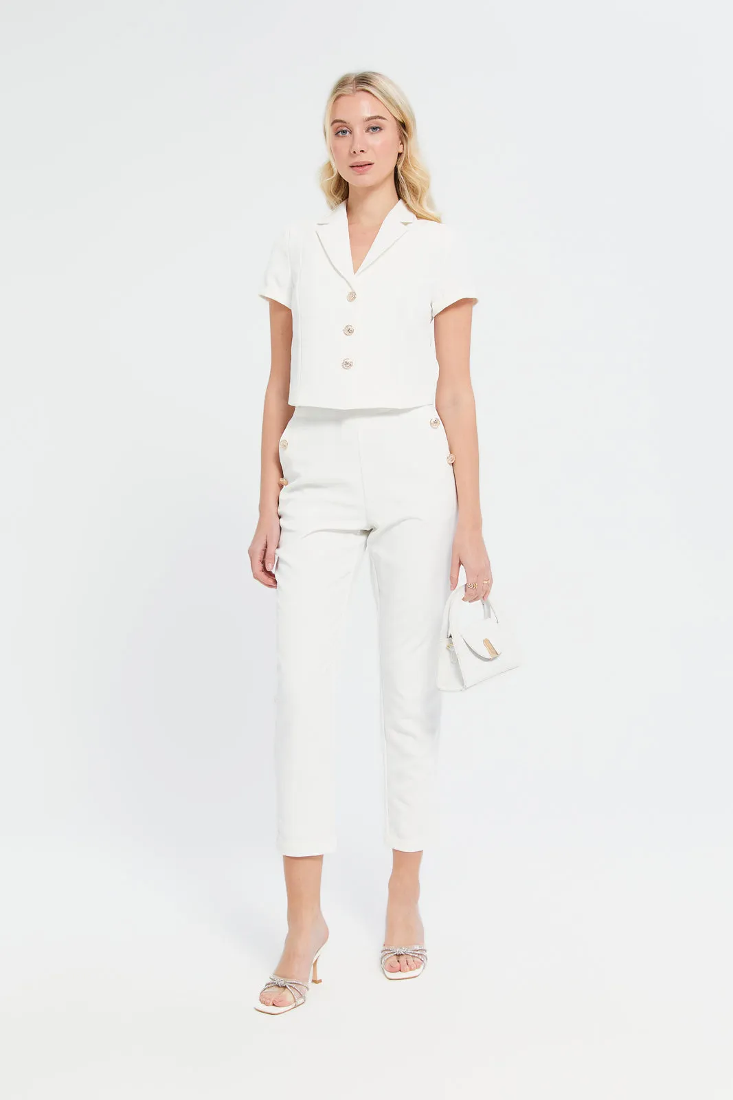 Women Ivory Cropped Jacket