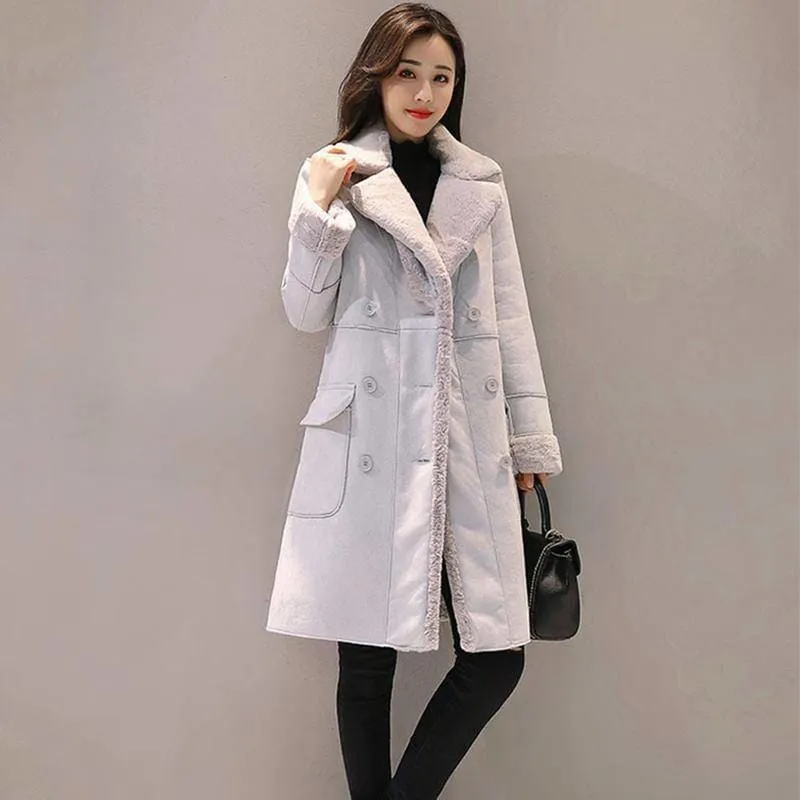 Women Suede Fur Winter Overcoat 2021