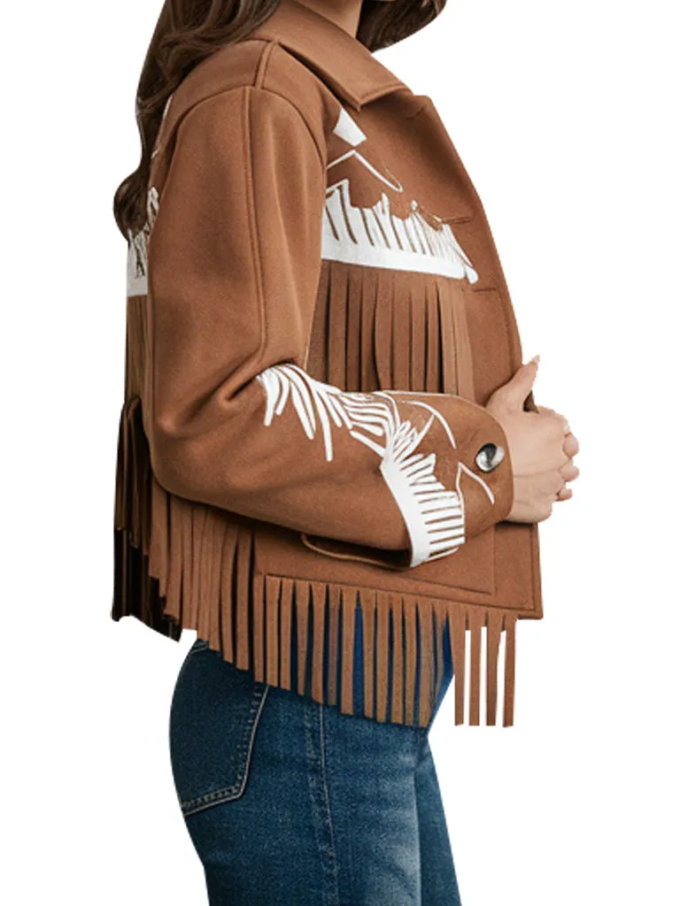 Women's Brown Fringe Western Jacket