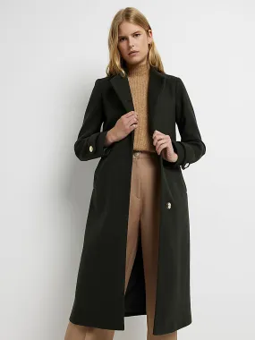 Women's Plain Belted Coat,Dark Olive