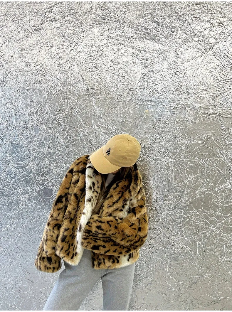 Women's Posh Leopard Faux Fur Hoodie Coat