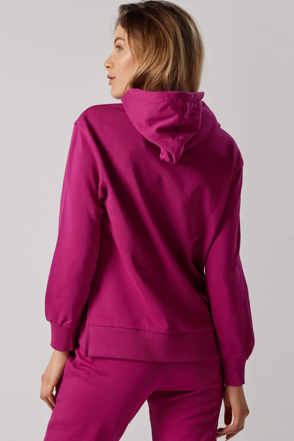 Women's Sweatsuit Set With Slits Fuchsia