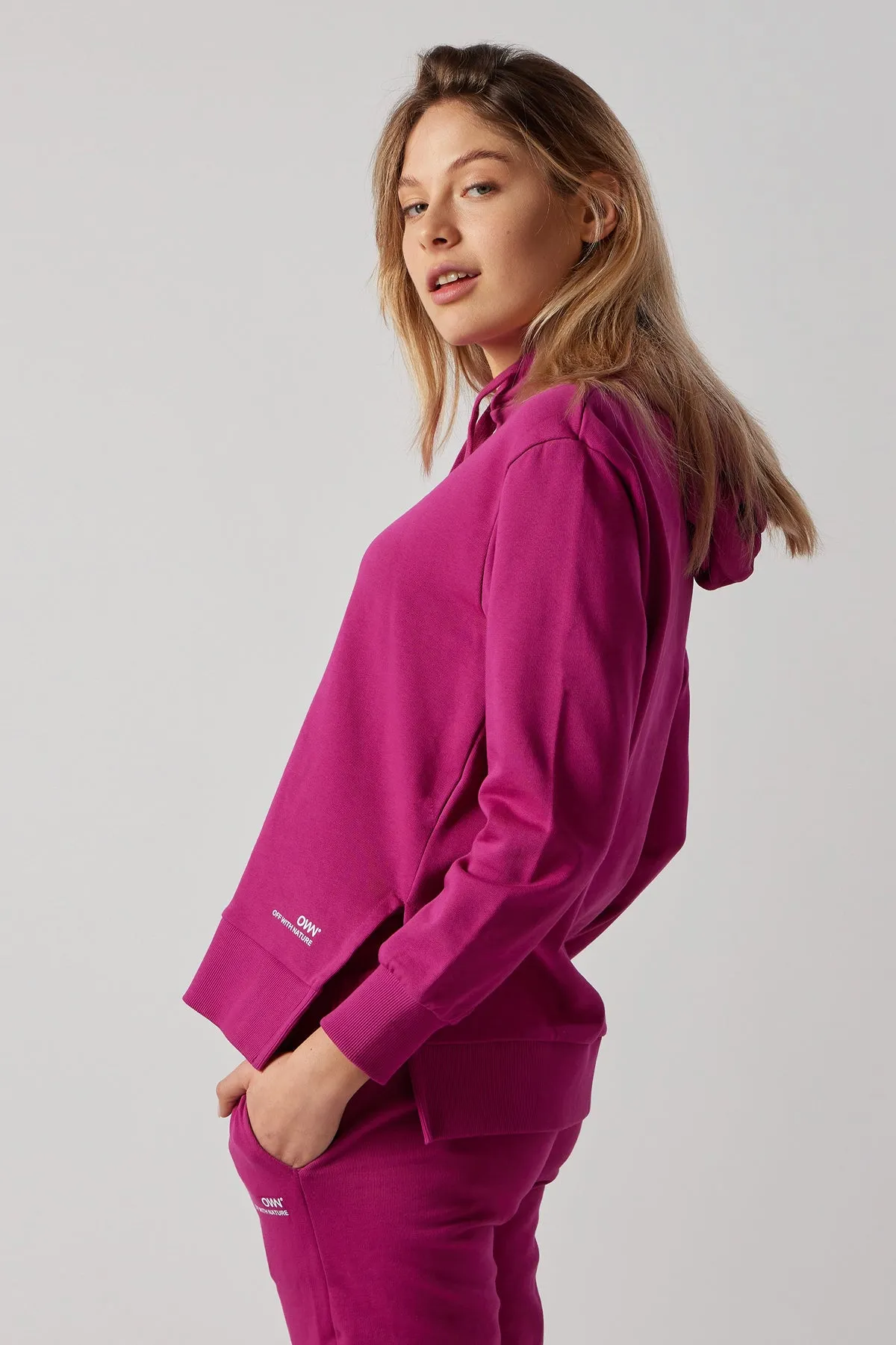 Women's Sweatsuit Set With Slits Fuchsia