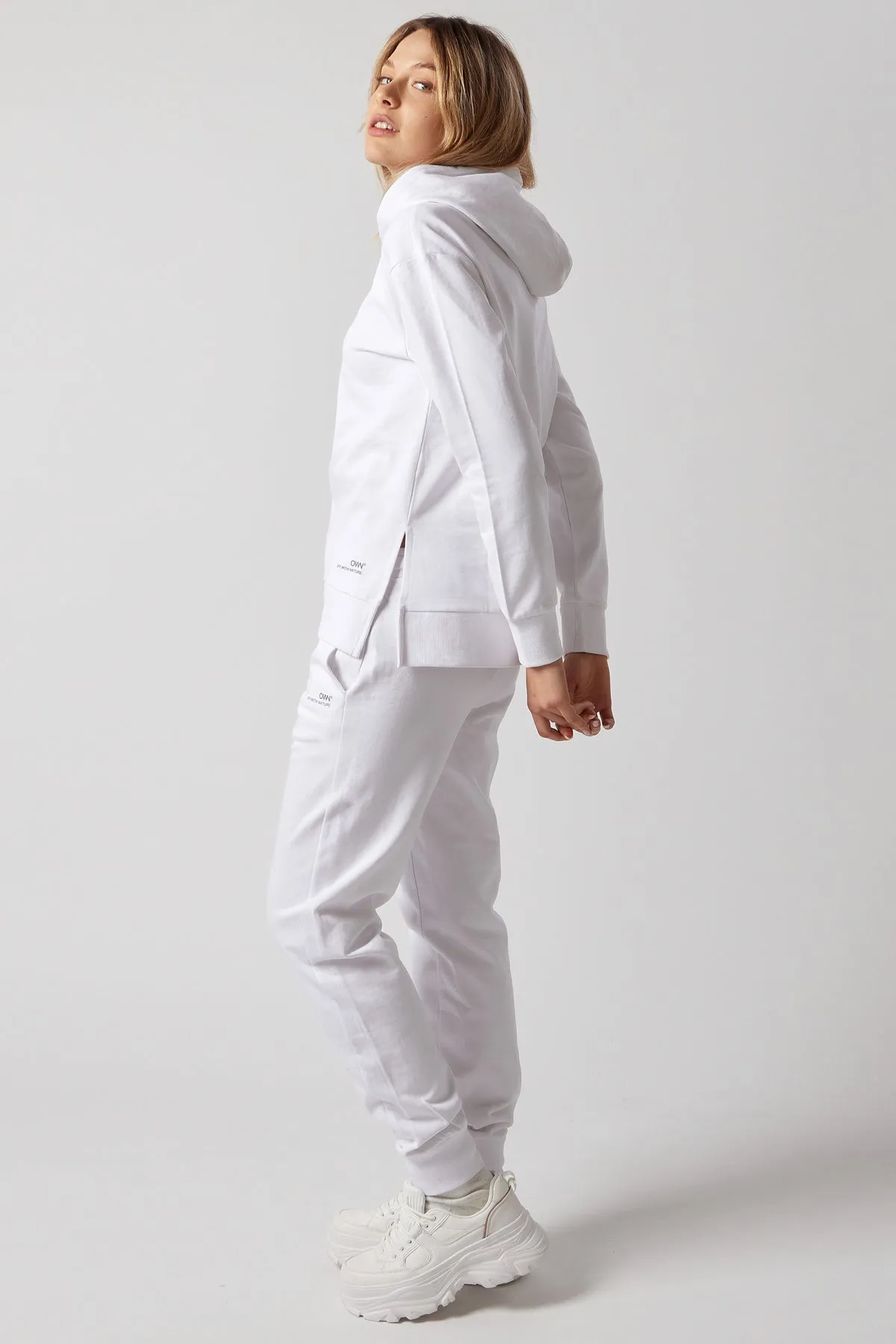 Women's Sweatsuit Set With Slits White