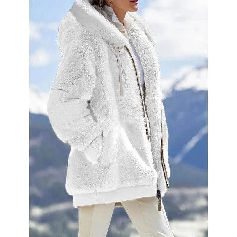 Women's Winter Plush Hooded Sweater Coat