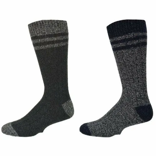 Wool Blended Crew Marled Men 2 Pair Pack Outdoor Hiking Socks