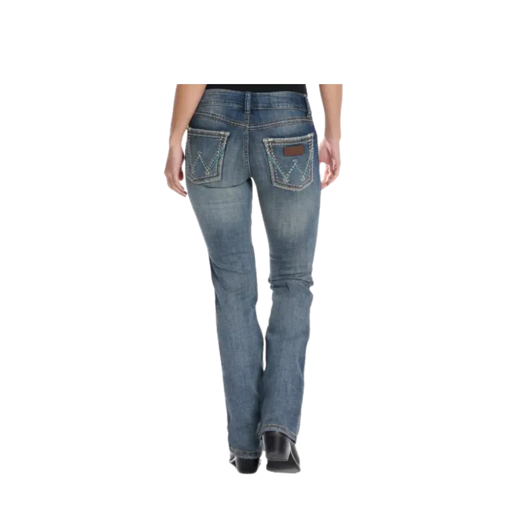 Wrangler Women's Retro Sadie Dark Wash Low Rise Boot Cut Stone Wash Jeans