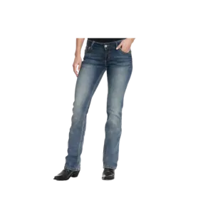 Wrangler Women's Retro Sadie Dark Wash Low Rise Boot Cut Stone Wash Jeans