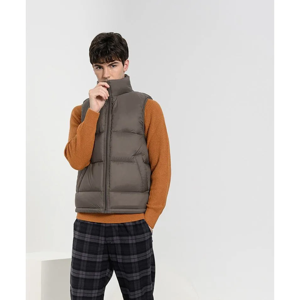 Zip-Up Cropped Stand-Up Collar Down Jacket Vest