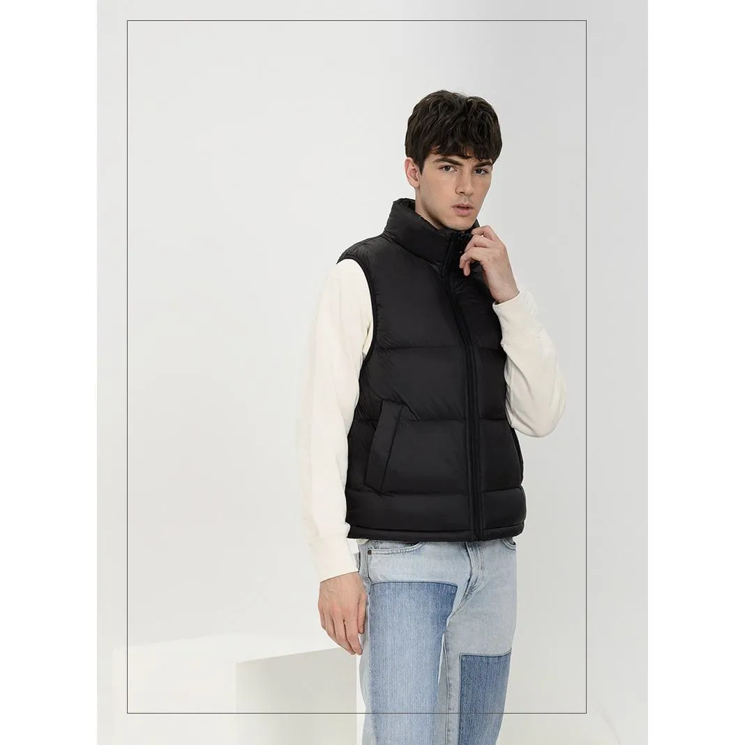 Zip-Up Cropped Stand-Up Collar Down Jacket Vest