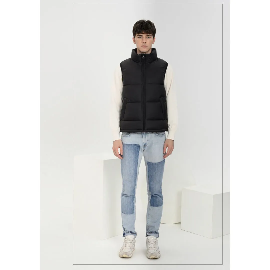 Zip-Up Cropped Stand-Up Collar Down Jacket Vest